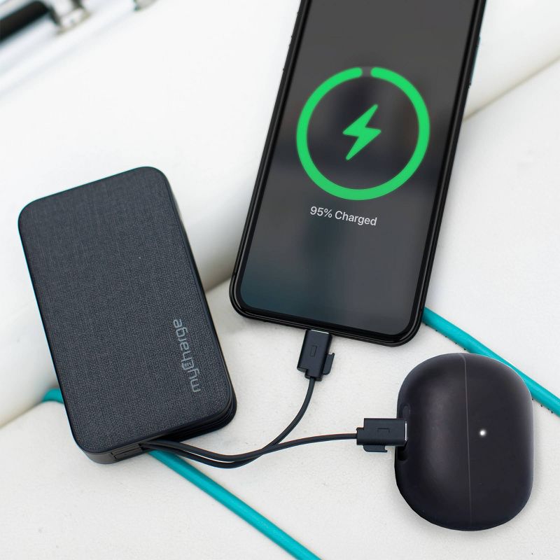 myCharge PowerHub Plus 6000mAh/15W Output Power Bank with Integrated Charging Cables - Black, 3 of 7