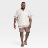 Men's Short Sleeve Embroidered Button-Down Shirt - Goodfellow & Co™ Cream - 3 of 3