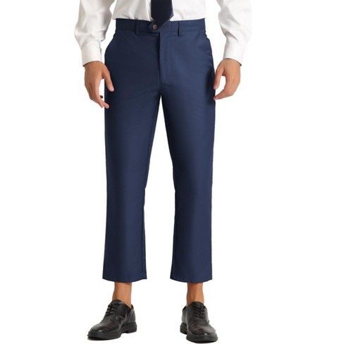 Lars Amadeus Men s Formal Cropped Pants Solid Color Flat Front