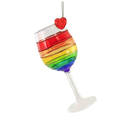 Kurt Adler Pride Glass Martini and Wine Ornaments 2 Assorted