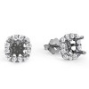 Pompeii3 5/8ct Diamond Cushion Halo Studs Mounting Fits 5.5-6.5mm Round Stones 14k White Gold - 2 of 4