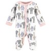 Hudson Baby Infant Girls Preemie Snap Sleep and Play and Cap 2pc Set, Pink Safari, Preemie - 2 of 3