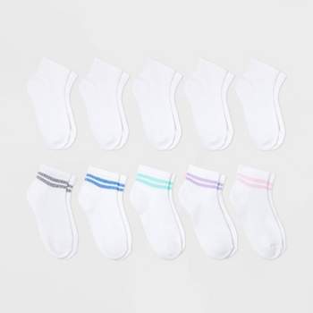 Girls' 10pk Ankle Striped Socks - Cat & Jack™