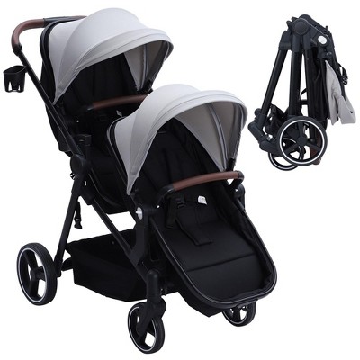 Double Stroller Track Tandem Stroller For Infant And Toddler, Foldable ...