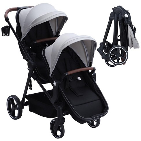 Double Stroller Track Tandem Stroller For Infant And Toddler Foldable Pushchair Bassinet Pram Target