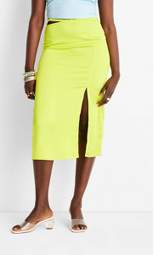 Women's Side Cut Out Midi Skirt - Future Collective™ with Alani Noelle Lemon Yellow