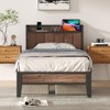 Lusimo Twin Bed Frame Upholstered Platform Bed with Storage Headboard and Charging Station - 2 of 4