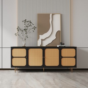 Syemin TV Stands and Consoles Rattan Sideboard Buffet Console Table with Adjustable Shelves for Living Room Bedroom, Brown, 70.87"*15.75"*23.62" - 1 of 4