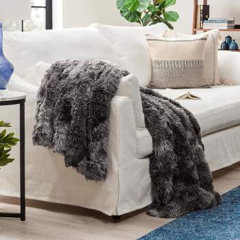 Chanasya Wolf Faux Long Fur Throw Blanket - Soft, Fuzzy Throw Blanket