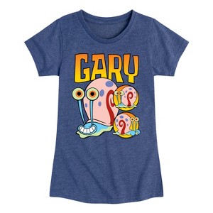 Girls' - SpongeBob SquarePants - Gary The Snail Fitted Short Sleeve Graphic T-Shirt - 1 of 4