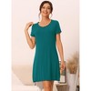 cheibear Women's Ruffle Round Neck Short Sleeve Loungewear Nightshirts - 2 of 4
