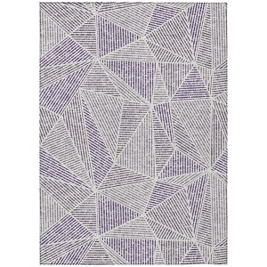 Purple Lilac And Silver Geometric Washable Indoor Outdoor Area Rug - 1 of 4