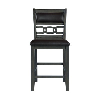 Gray Counter Height Dining Set with Faux Leather Upholstered Chairs