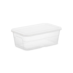 6qt Clear Storage Box White - Room Essentials™: Plastic Storage Container, Stackable, Lidded, Portable, Snap Closure - 1 of 4