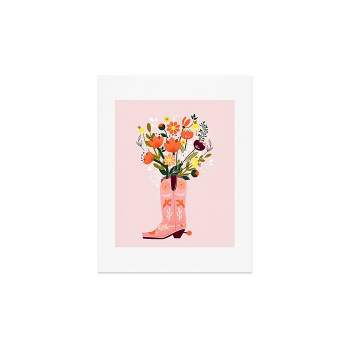 Deny Designs 11"x14" Showmemars Pink Cowboy Boot and Wild Flowers Unframed Art Print