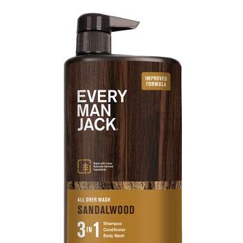 Every Man Jack Sandalwood Hydrating Men's 3-in-1 Body Wash and Shampoo & Conditioner - 28.8 fl oz