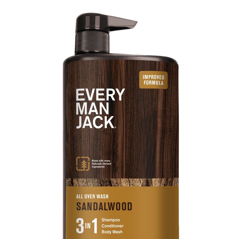 Every Man Jack Sandalwood Hydrating Men&#39;s 3-in-1 Body Wash and Shampoo &#38; Conditioner - 28.8 fl oz, 1 of 12