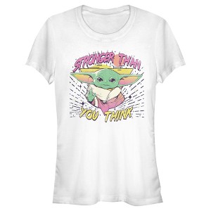 Juniors Womens Star Wars The Mandalorian The Child Stronger Than You Think T-Shirt - 1 of 4