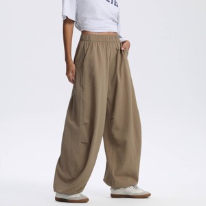 Women's High-Rise Baggy Pants - Wild Fable™ Heather Beige Taupe