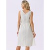 INSPIRE CHIC Women's Sleeveless Linen V Neck Tie Waist A Line Summer Dress with Pockets - 4 of 4