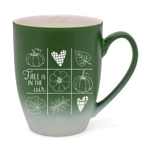 Elanze Designs Fall Is In The Air Two Toned Ombre Matte Green and White 12 ounce Ceramic Stoneware Coffee Cup Mug - 1 of 4