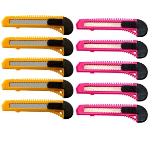 MotoProducts Bulk 6" Box Cutters Assorted Colors with Snap-Off Blades and Safety Locks - 1 of 3