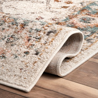 Cecil Beige Vintage Floral 3' x 5' Synthetic Area Rug