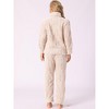 cheibear Women's Flannel Long Sleeve Soft Winter Warm Rabbit Pattern Pajama Sets with Pockets - 3 of 4