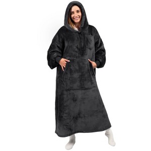 PAVILIA Faux Shearling Wearable Blanket Hoodie, Cozy Oversized Hooded Sweatshirt Adults, Warm Fleece Big Pocket - 1 of 4
