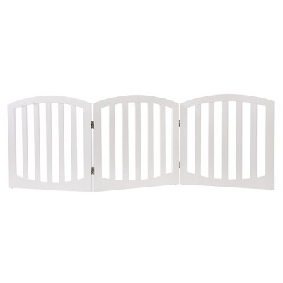 Arf Pets Free standing Wood Dog Gate, Step Over Pet Fence, Foldable, Adjustable - White 