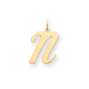 Black Bow Jewelry 14k Yellow Gold, Madison Collection, Medium Script Initial Pendant A-W - 1 of 4