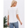 INSPIRE CHIC Women's Lace Short Sleeve V Neck Front Pleat Cutout Dressy Casual Blouses - 3 of 4