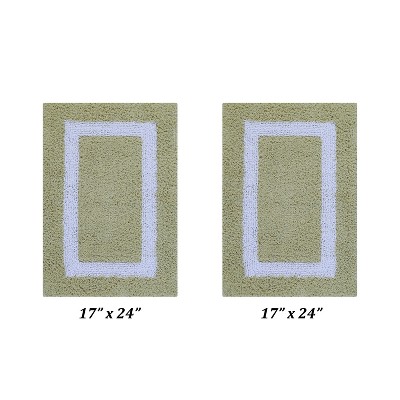 Hotel Bath Rug 100% Premium Cotton Tufted Weave Two Tone Reversible 2 Piece Bathroom Rug Set, Super Soft & Water Absorbent, Machine Washable Bathmat