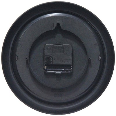 Black Round Plastic Wall Clock with Quartz Movement, 8.75 Inches