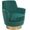 Okak Modern Swivel Barrel Accent Chair, Round Barrel Chairs with Gold Stainless Steel Base, for Living Room Bedroom - 4 of 4