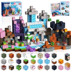 Angel Sar 150-Piece Magnetic Building Blocks, Dark Forest & Glacier Castle Theme, STEM Sensory Toys, Stacking Magnet Cubes for Kids - 1 of 4