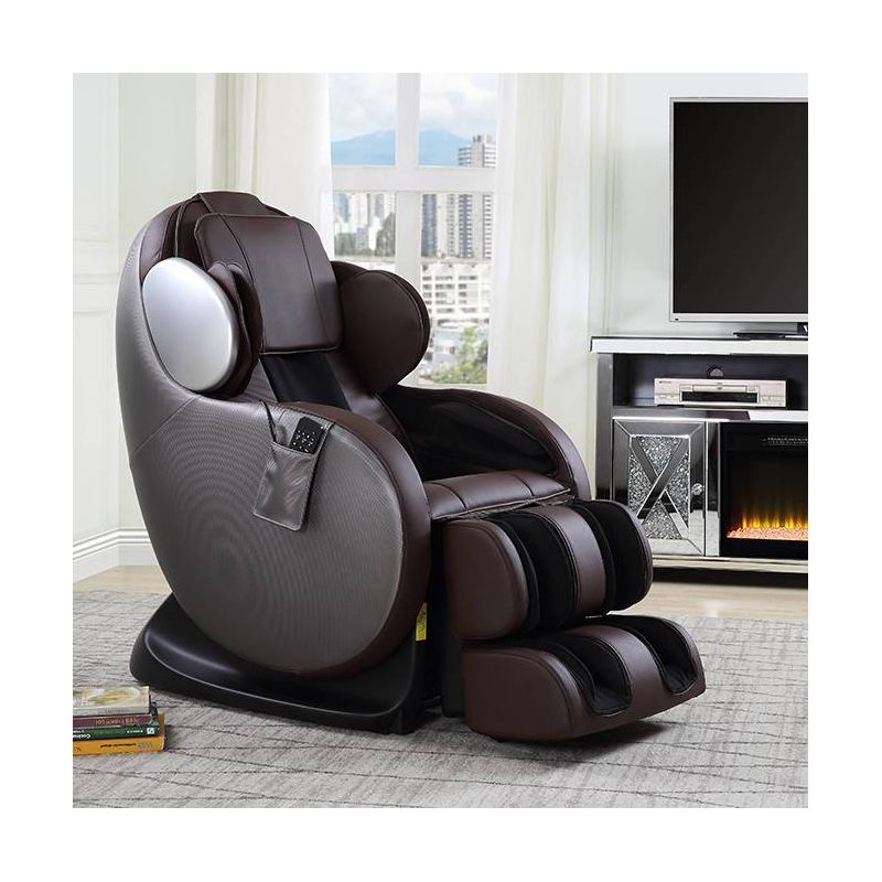 57&#34; Pacari PU Massage Recliner Chair Chocolate - Acme Furniture, 1 of 7