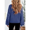 Girls Pullover Sweater Cable Knit Soft Comfy Sweater for Girls Crew Neck Sweater Puff Sleeve Ribbed Knit Cuff - 2 of 4