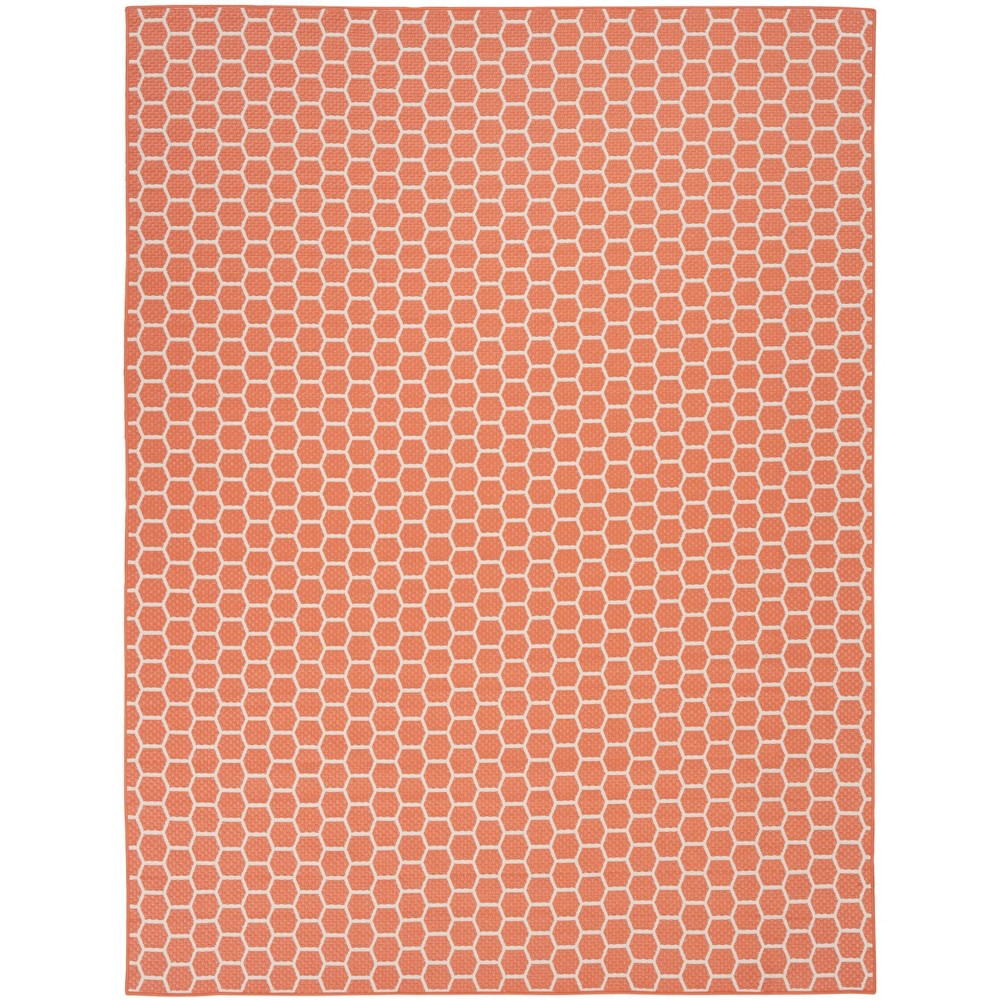 Photos - Doormat Nourison 10'x14' Reversible Basics Woven Indoor/Outdoor Area Rug Coral Ora 