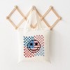 City Creek Prints Checkered Patriotic Smiley Face Canvas Tote Bag - 15x16 - Natural - 2 of 2