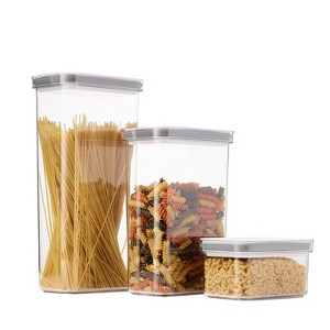 3-Piece Dry Food Storage Container Set 7, 2, 3 Qt – With Airtight Locking Lids,  Clear Stackable pantry Organizer - 1 of 3