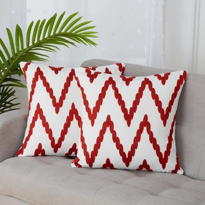 2 Pieces Embroidered Decorative Throw Pillow Covers with Chevron Design
