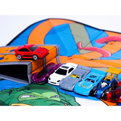 Hot Wheels ZipBin Orange Storage Case with Racetrack Playmat