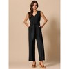 INSPIRE CHIC Women's V Neck Tie Front Casual Sleeveless Wide Leg Jumpsuit - 4 of 4