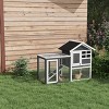 Wooden Rabbit Hutch with Waterproof Roof and Run,Outdoor Indoor Bunny Cage with Ramp and Removable Tray for 1 or 2 Rabbits - LAOTIES - 2 of 4