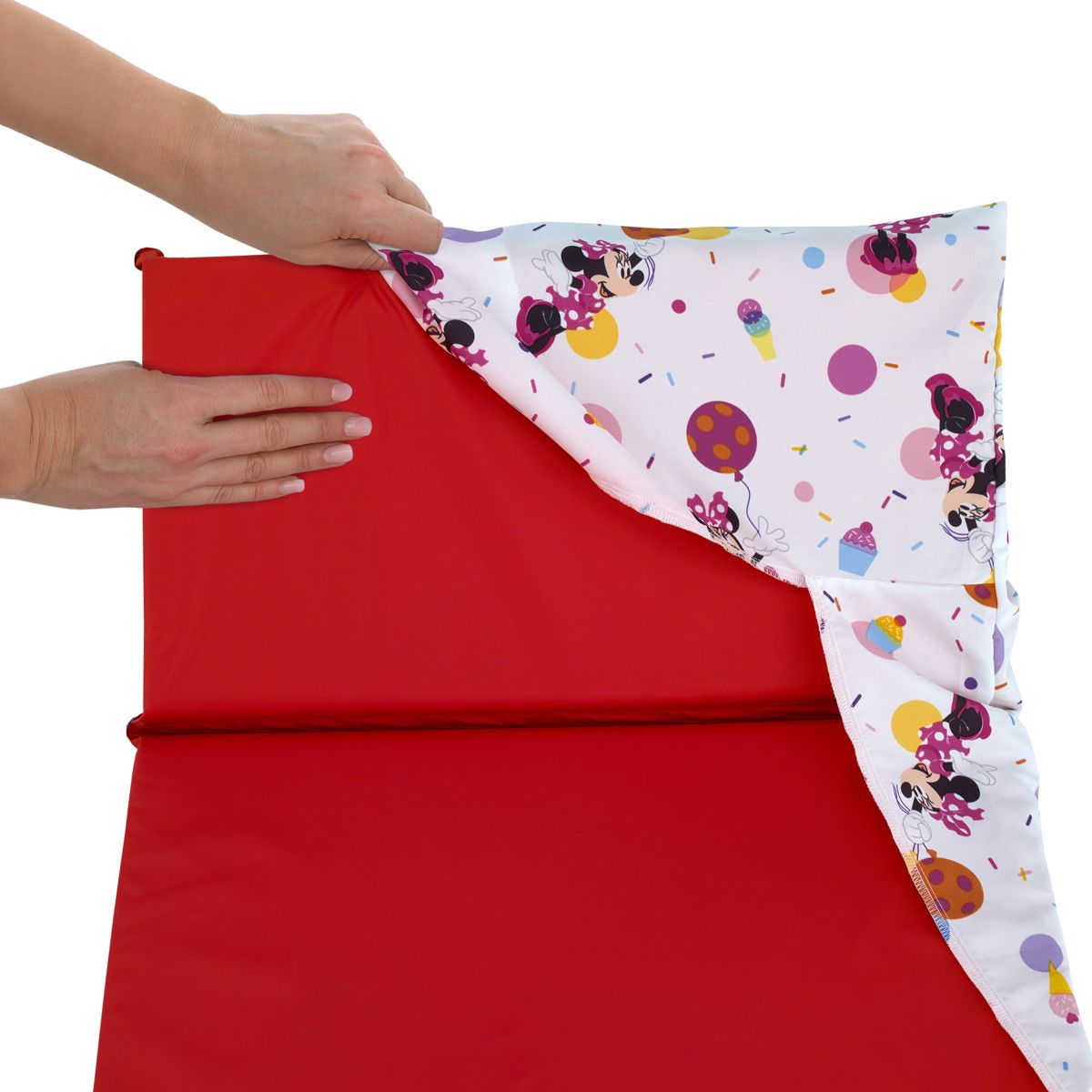 NoJo Disney Minnie Mouse Let's Party Pink, Lavender, and White Balloons, Cupcakes, and Confetti Preschool Nap Pad Sheet - thumbnail 4