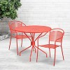 Flash Furniture Oia Commercial Grade 35.25" Round Indoor-Outdoor Steel Patio Table Set with 2 Round Back Chairs - 2 of 4