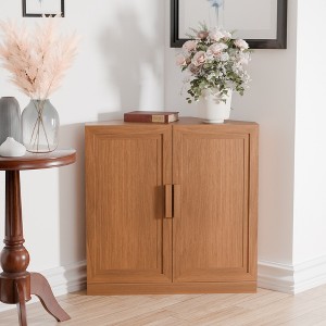 MAYEERTY Modern Solid Wood Double Doors Corner Storage Cabinet Efficient Storage for Home Cornei Libing Room Beige - 1 of 4
