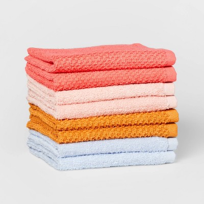 8pc 12&#34;x12&#34; Kids&#39; Washcloth Set Melon - Pillowfort&#8482;