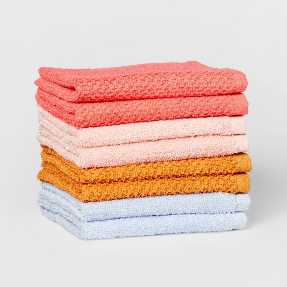 Photos - Towel 8pc 12"x12" Kids' Washcloth Set Melon - Pillowfort™